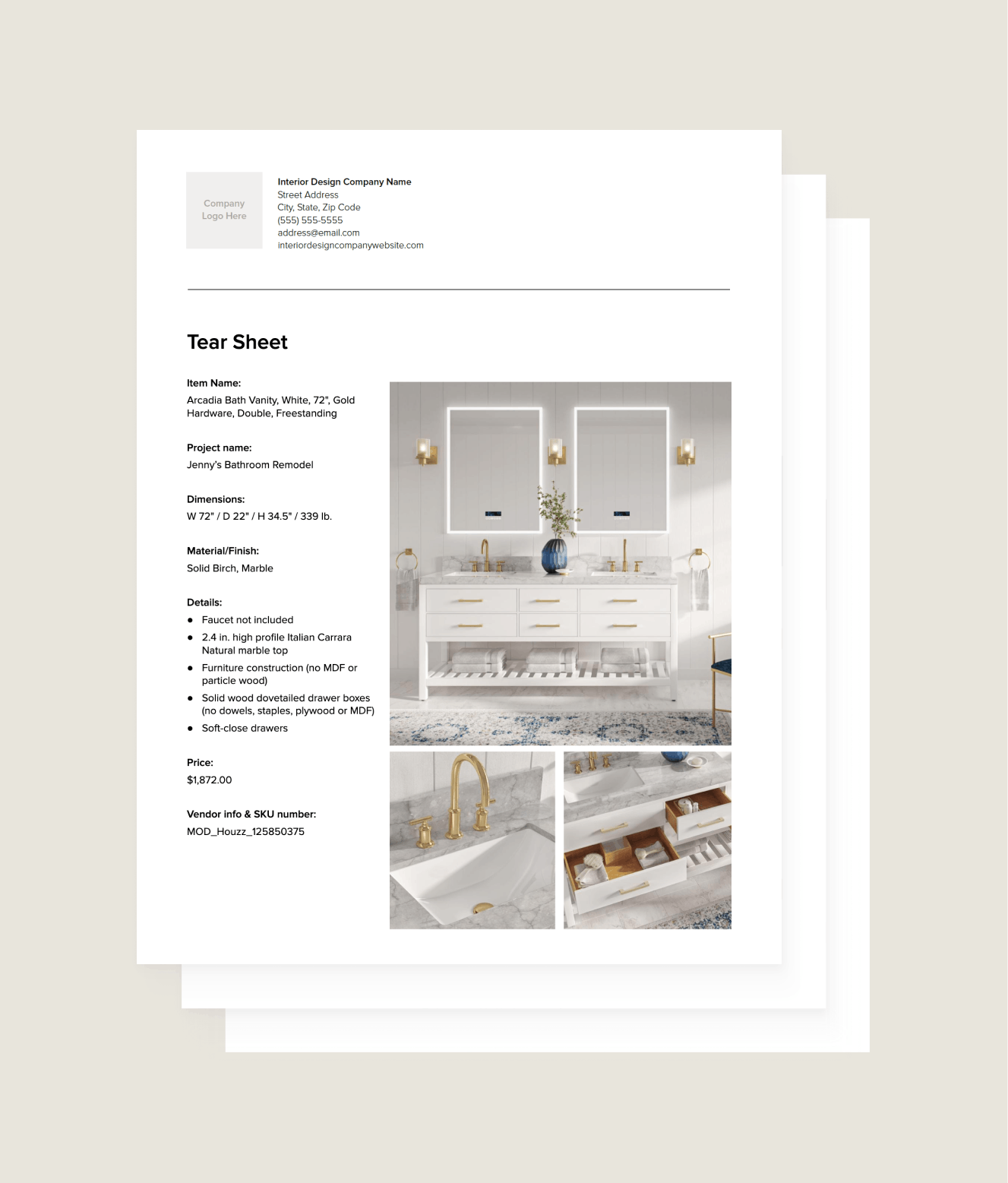 Interior Design Tear Sheet Free Template + Guide Houzz Pro